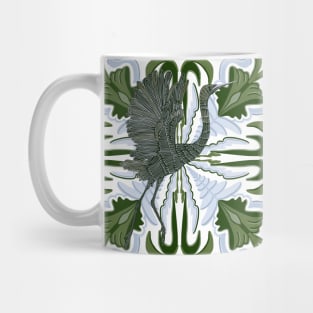 An Elegant Egret Bird - Green Mug